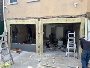 garage door new frame installed