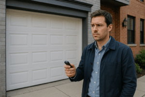 Checking garage door photo-eye sensors alignment for troubleshooting