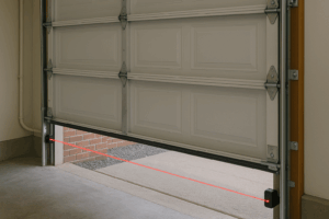 Garage door photo-eye sensors misaligned causing door to reverse when closing
