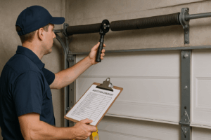 Professional spring inspection helps prevent garage door springs from breaking early