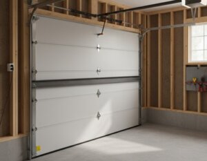 Garage door reinforcement strut installed for security