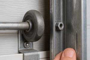 Worn rollers damage tracks - replace rollers to prevent garage door track damage