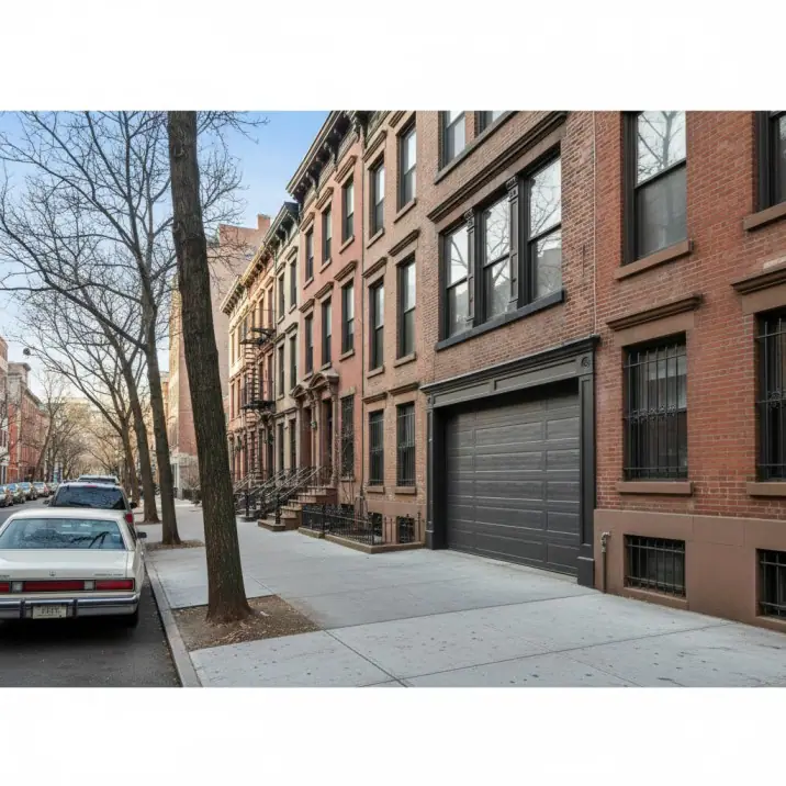 Best garage door materials for noise reduction in NYC comparing insulated steel, composite, wood, aluminum, and fiberglass with decibel reduction scale